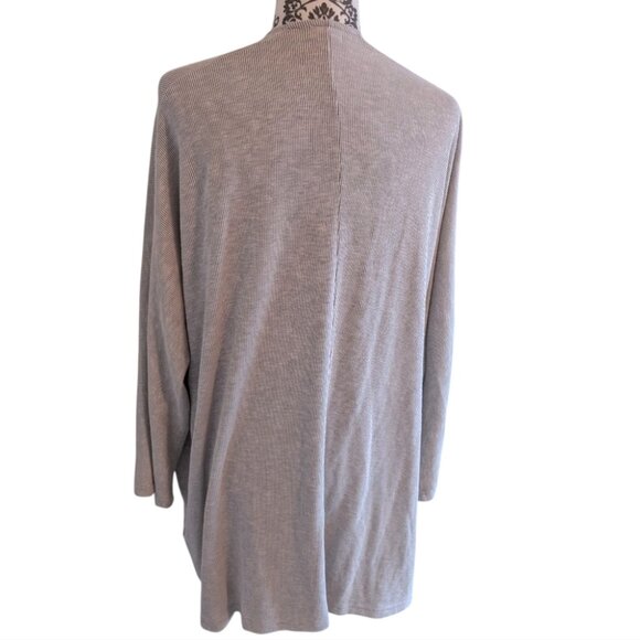 DONNI. Sandwash Ribbed Cardigan Grey Open Front Patch Pockets Duster Women's OS - Picture 4 of 13